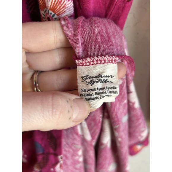 Gudrun Sjoden Floral Midi A Line Dress S Luxury Bohemian Pink Jersey Long Sleeve - Picture 6 of 6